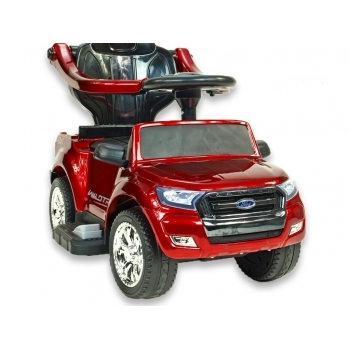 Dětské elektrické autíčko Ford Ranger pro nejmenší, 6V  s vodící tyčí a  stříškou, lakovaná vínová metalíza