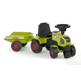 Odrážedlo traktor Baby Claas Axos 310 s 2 kolovým valníkem, délka 97cm