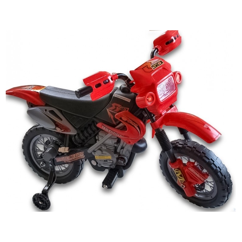 Dětská elektrická motorka crosska 6V, červená