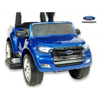 Dětské elektrické autíčko Ford Ranger pro nejmenší, 6V  s vodící tyčí a  stříškou, lakovaná modrá metalíza
